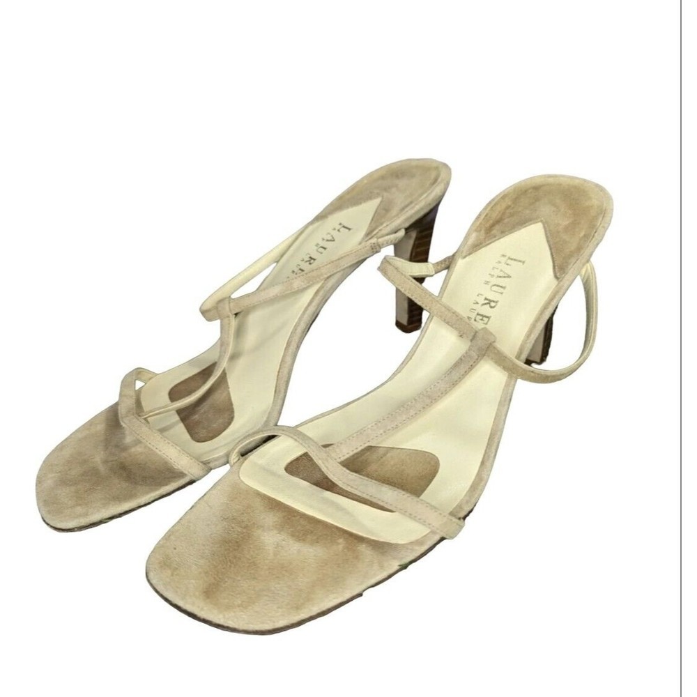 Ralph Lauren Strappy Square Slip On Pump Sandals Heels Women's Shoes Size 8 B